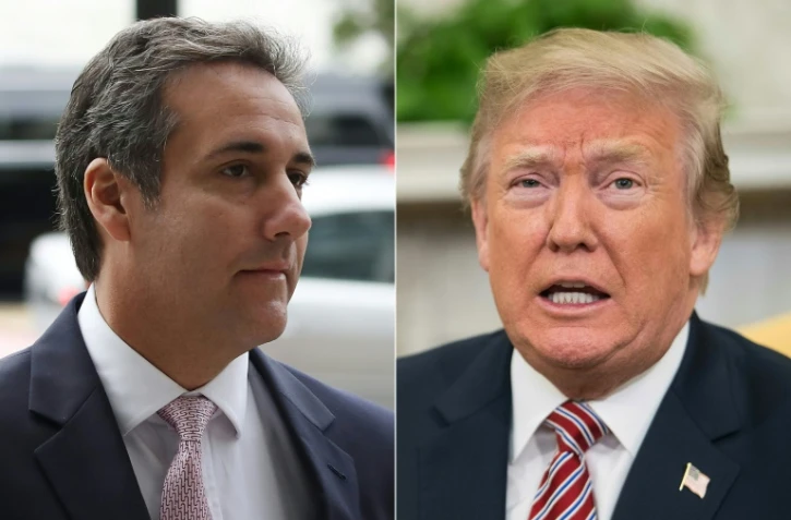 Combinaison de photos réalisée le 20 juillet 2018, Michael Cohen, ex-avocat personnel de Donald Trump à gauche et le président américain à droite 