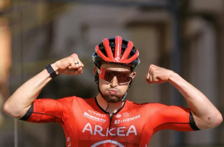 Le coureur français Kévin Vauquelin lors de sa victoire sur la 2e étape du Tour de France, à Bologne, le 30 juin 2024