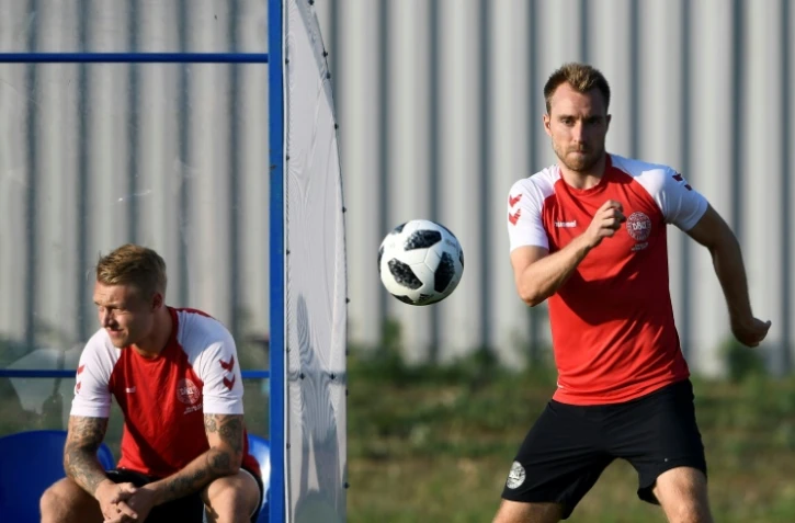 Le milieu de terrain danois Christian Eriksen à l'entraînement, le 27 juin 2018 à Vityazevo