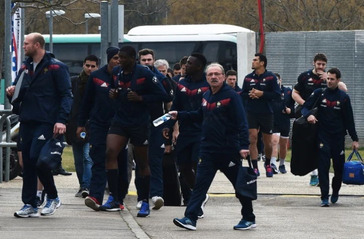 Le XV de France en stage à Aix-en-Provence sous la houlette de Jacques Brunel, le 19 février 2018, pour la préparation du match contre l'Italie
