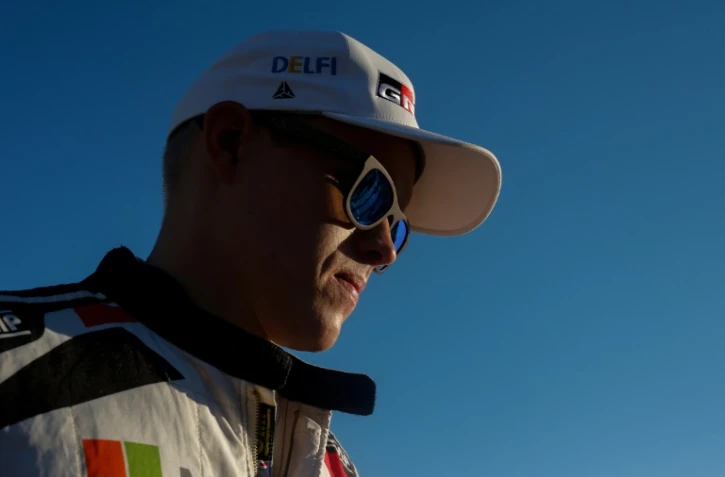 L'Estonien Ott Tänak (Toyota Yaris) arrive au parc fermé lors de la 2e journée du Rallye de Catalogne, le 26 octobre 2019 à Salou