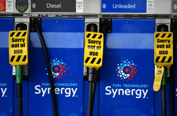 Des pompes vides dans une station-services de Paddock Wood, le 27 septembre 2021 au sud-est de l'Angleterre