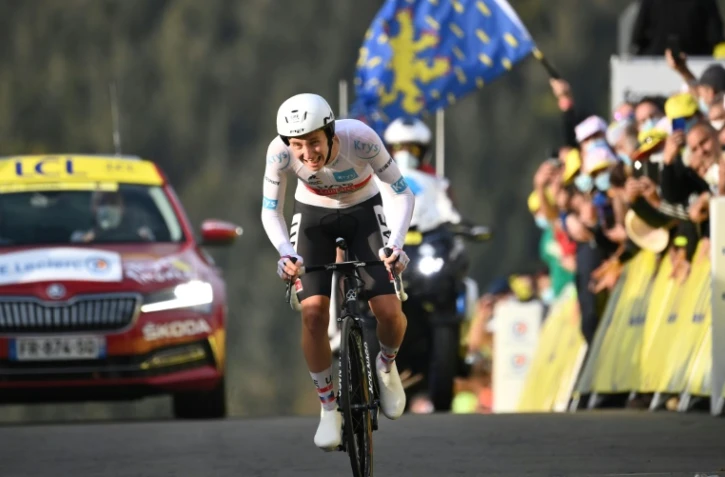 Le Slovène Tadej Pogacar vainqueur de la 20e étape du Tour de France, un contre-la-montre entre Lure et La Planche des Belles Filles, le 19 septembre 2020