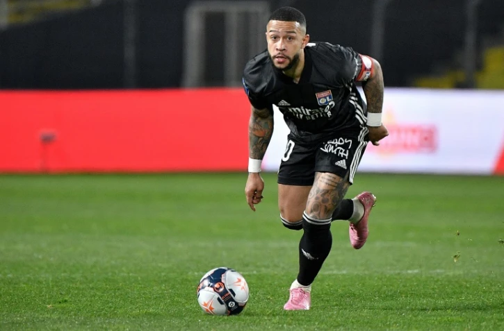 L'attaquant néerlandais de Lyon, Memphis Depay, lors du match de Ligue 1 à Nantes, le 18 avril 2021