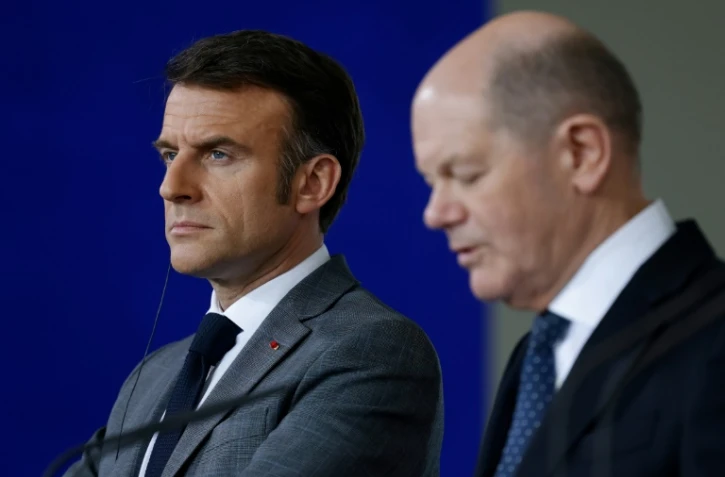 Le président français Emmanuel Macron et le chancelier allemand Olaf Scholz le 15 mars 2024 à Berlin