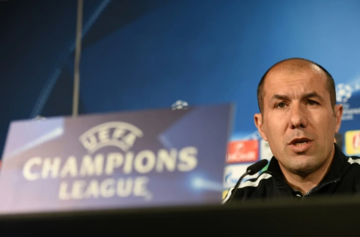 L'entraîneur de Monaco Leonardo Jardim lors d'une conférence de presse, le 10 avril 2017 à Dortmund