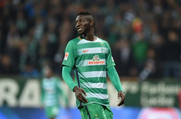 L'attaquant gambien du Werder Ousman Manneh lors d'un match contre le Bayer Leverkusen, le 15 octobre 2016 à Brême