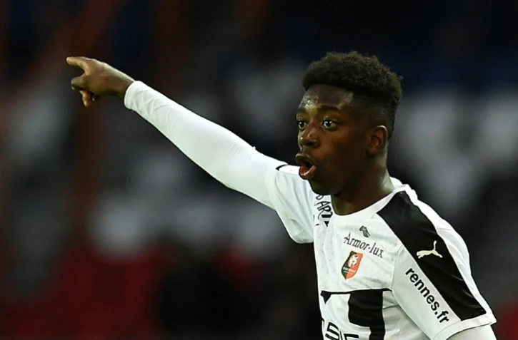 L'attaquant de Rennes Ousmane Dembélé lors du match face au PSG, le 30 avril 2016 au Parc des Princes