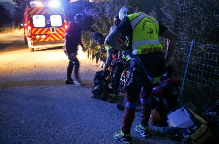 Des gendarmes au canyon de Zoicu, où quatre pratiquants de canyoning, dont un enfant, sont morts et un autre est toujours porté disparu, le 1er août 2018 à Soccia, en Corse-du-Sud