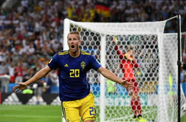 L'attaquant suédois Ola Toivonen buteur contre l'Allemagne à Sotchi, le 23 juin 2018