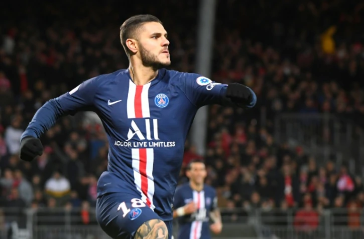 L'attaquant argentin du PSG Mauro Icardi inscrit le but de la victoire Ă Brest, le 9 novembre 2019