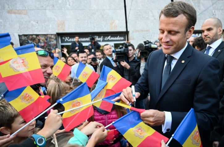 Le président français et co-prince d'Andorre Emmanuel Macron, le 13 septembre 2019 à Canillo, en Andorre