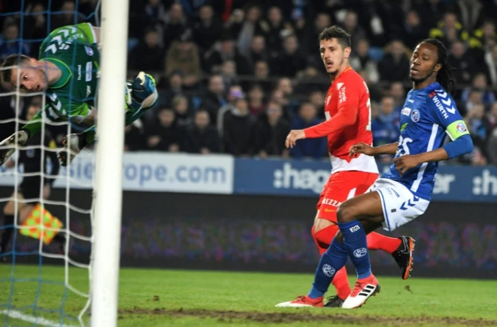 L'attaquant de Monaco Stevan Jovetic (C) buteur à Strasbourg le 9 mars 2018