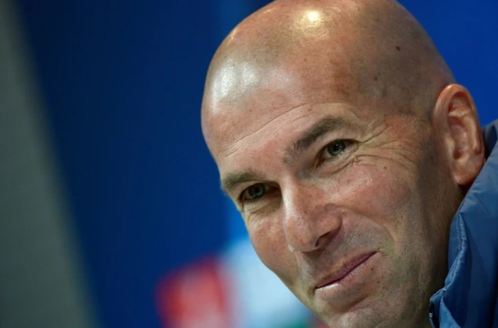 L'entraîneur du Real Zinédine Zidane en conférence de presse le 1er mai 2017 à Madrid