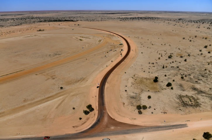 Vue aérienne du désert aride de l'arrière-pays australien, le 31 août 2018 à Birdsville