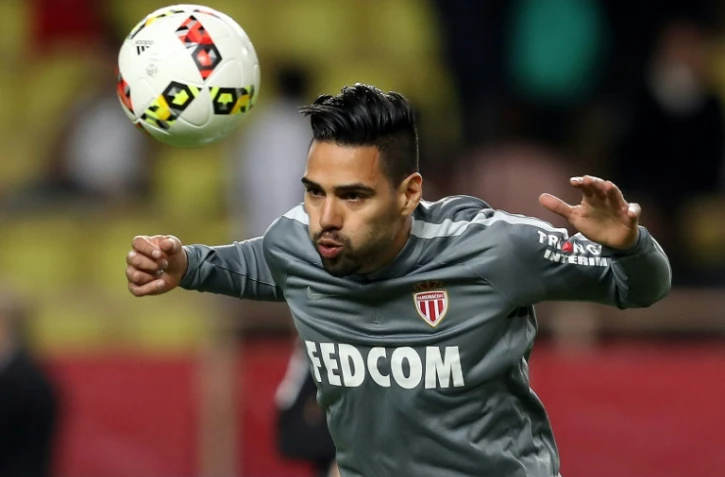 L'attaquant de Monaco Radamel Falcao à l'échauffement avant le match contre Montpellier, le 21 octobre à Louis-II