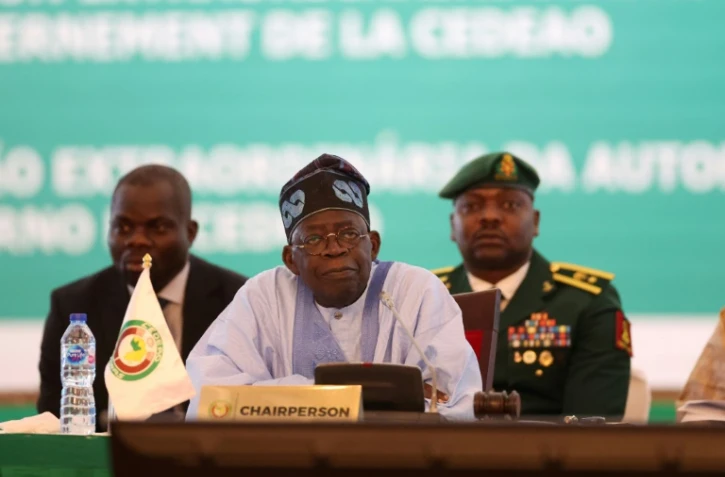 Le président du Nigeria Bola  Tinubu, qui dirige la Cedeao, à  Abuja le 30 juillet 2023