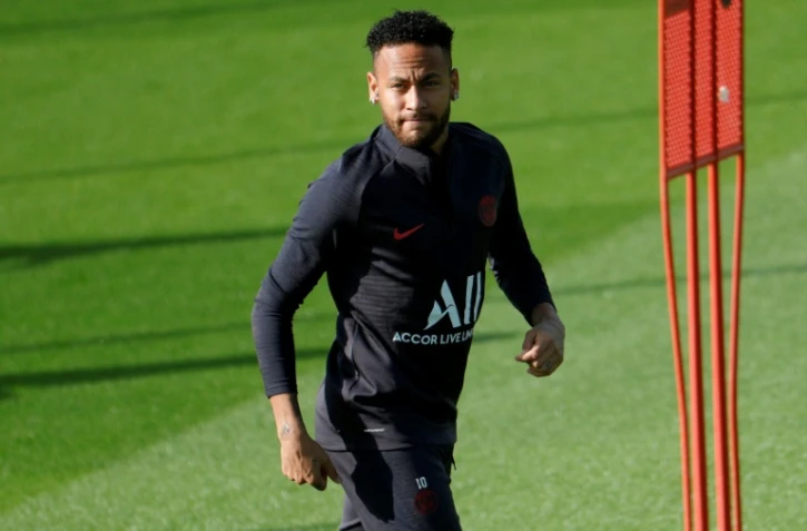 L'attaquant du PSG Neymar en séance d'entrainement au Camp des Loges le 13 septembre 2019