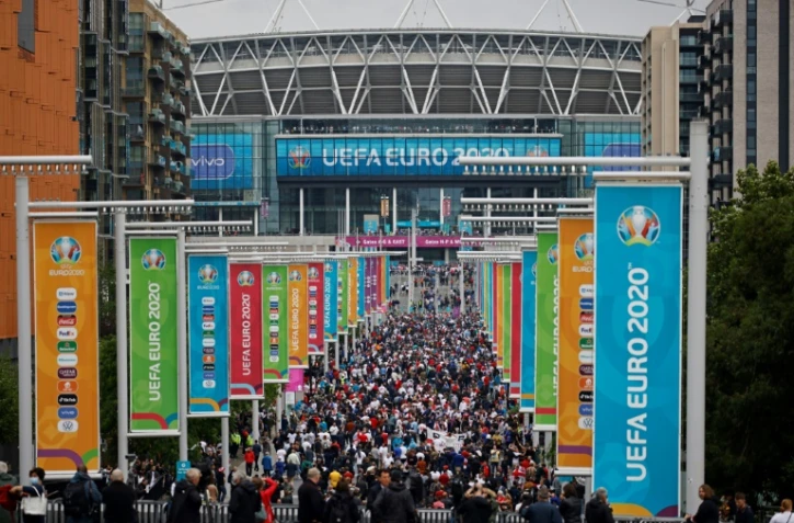Wembley accueillera 60.000 personnes pour chacun des trois derniers matches de l'Euro, plus que les 40.000 spectateurs ayant assisté au huitième de finale contre l'Allemagne, ici le 29 juin.