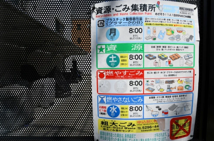 Instructions pour le tri des déchets dans l'arrondissement tokyoïte de Katsushika, en mai 2018