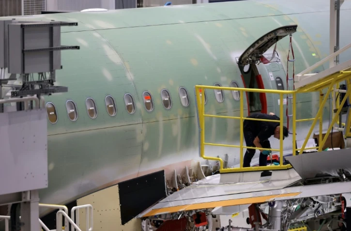 Un Airbus A321 sur la ligne d'assemblage à l'usine de Cornebarrieu, dans le sud-ouest de la France, en octobre 2024