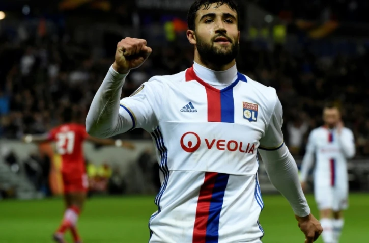 L'attaquant lyonnais Nabil Fekir, auteur d'un triplé contre AZ Alkmaar en 16e de finale de l'Europa League, le 23 février 2017 au Parc OL  