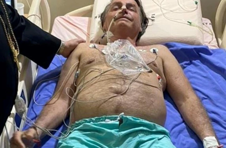 Photo de Jair Bolsonaro hospitalisé qu'il a lui meme diffusé via Twitter, le 14 juillet 2021