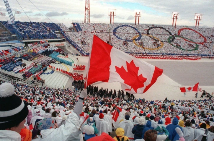 Cérémonie d'ouverture des JO de Calgary le 13 février 1988