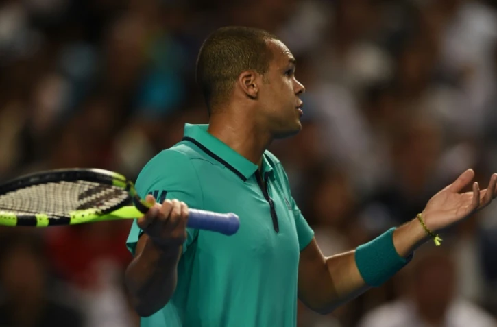 Jo-Wilfried Tsonga lors du match l'opposant à  Kei Nishikori le 24 janvier 2016 à Melbourne