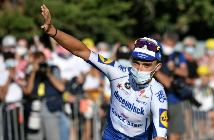 Julian Alaphilippe (Deceuninck) perdu le maillot jaune à la suite d'une pénalité lors de la 5e étape du Tour de France, à Privas, le 2 septembre 2020
