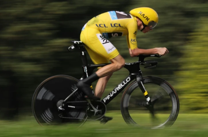 Le maillot jaune du Tour de France Christopher Froome lors du contre-la-montre à Mégève, le 21 juillet 2016
