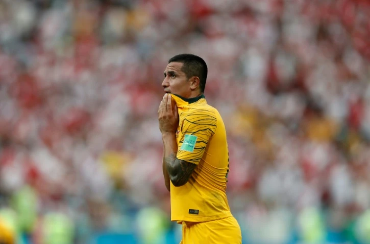 L'attaquant de l'Australie Tim Cahill déçu après la défaite contre le Pérou au Mondial, le 26 juin 2018 à Sotchi