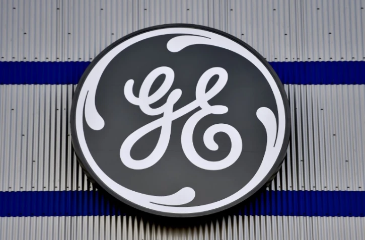 Logo de General Electric le 21 novembre 2017 sur le site de production de Montoir-de-Bretagne (Loire-Atlantique) 