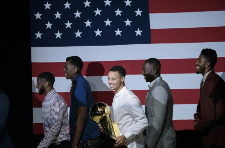 Les joueurs de Golden State le 10 octobre 2015 à San Francisco