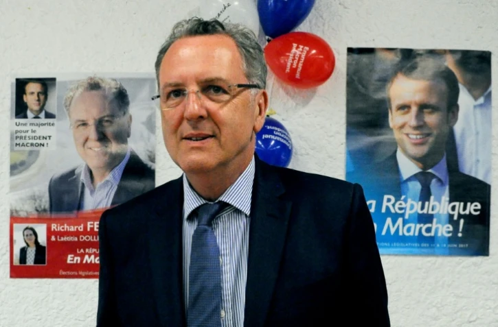 Le ministre de la Cohésion des Territoires Richard Ferrand en campagne pour les législatives à Telgruc-sur-Mer, dans l'ouest de la France, le 2 juin 2017