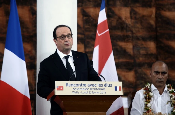 François Hollande lors d'un discours le 22 février 2016 devant l'Assemblée territoriale à Wallis