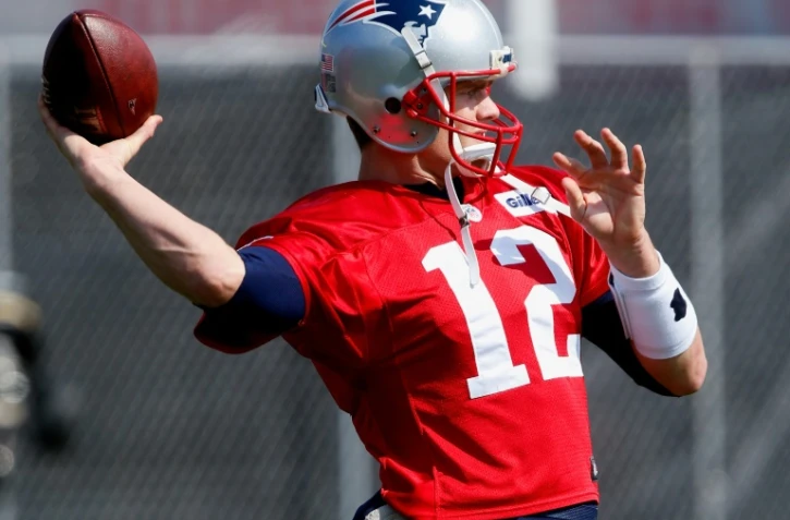 Le quarterback des New England Patriots Tom Brady lors d'un séance d'entraînement en vue du Super Bowl, le 2 février 2017 à Houston