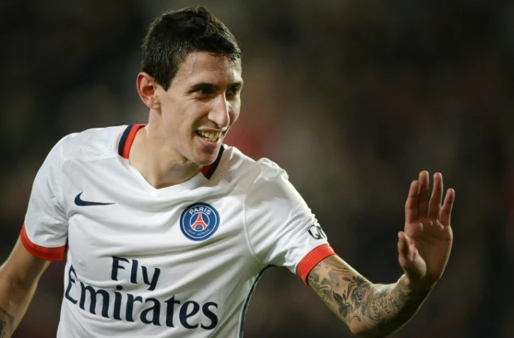 L'attaquant du PSG Angel Di Maria buteur contre Rennes, le 30 octobre 2015 à Rennes
