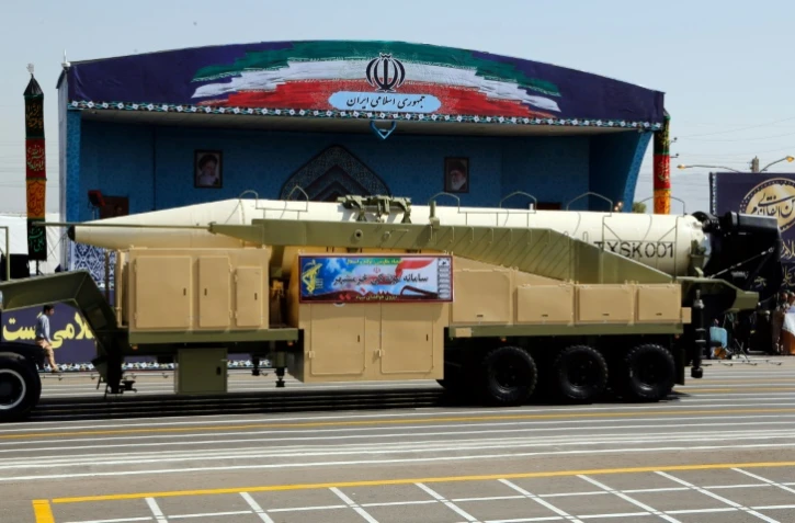Un missile iranien Khoramshahr lors d'une parade militaire, le 22 septembre 2017 à Téhéran