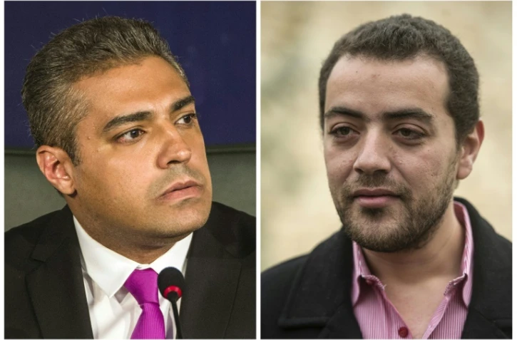 Un montage photo des deux journalistes de la chaîne qatarie Al-Jazeera,  l'Egyptien Baher Mohamed (D) et le Canadien Mohamed Fahmy, le 23 septembre 2015