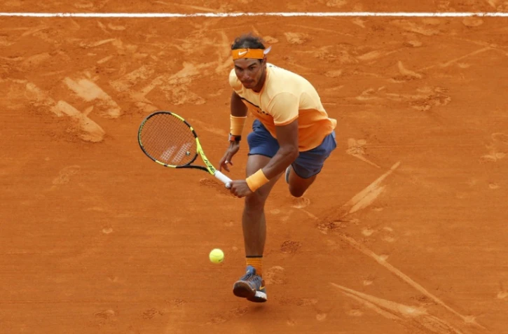 Rafael Nadal lors de la finale du tournoi de Monte-Carlo face à Gaël Monfils, le 17 avril 2016  à Monaco