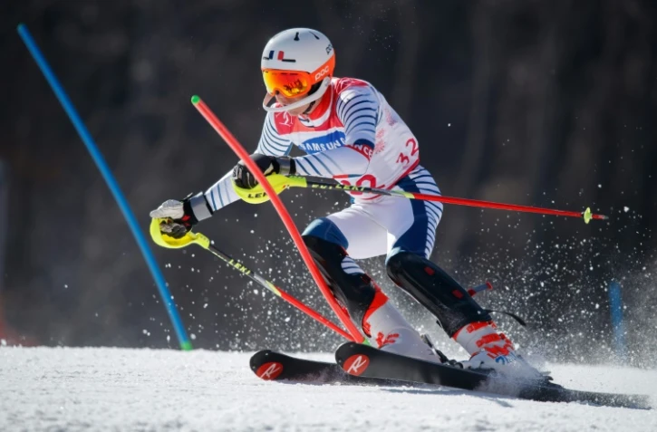 Arthur Bauchet lors du slalom debout, à Jeongseon, le 17 mars 2018