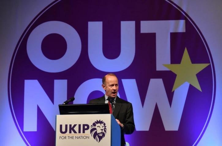 Le chef du parti europhobe britannique Ukip, Henry Bolton, le 29 septembre 2017 à Torquay en Angleterre