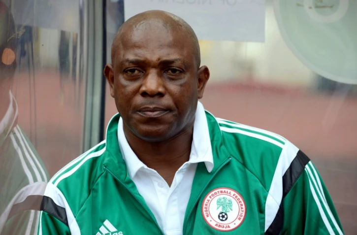 Stephen Keshi, alors sélectionneur du Nigeria, le  15 octobre 2014 lors d'un match contre le Soudan à Abuja