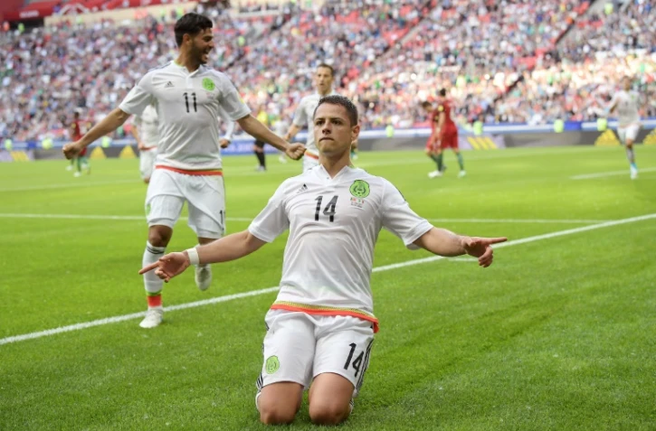 L'attaquant mexicain Chicharito, auteur du premier but contre le Portugal lors de la Coupe des Confédérations, le 18 juin 2017 à Kazan