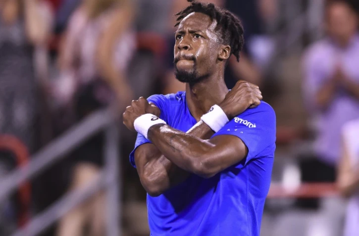 Le Français Gaël Monfils savoure sa victoire face au Canadien Peter Polansky au 1er tour du tournoi de Montréal, le 5 août 2019   