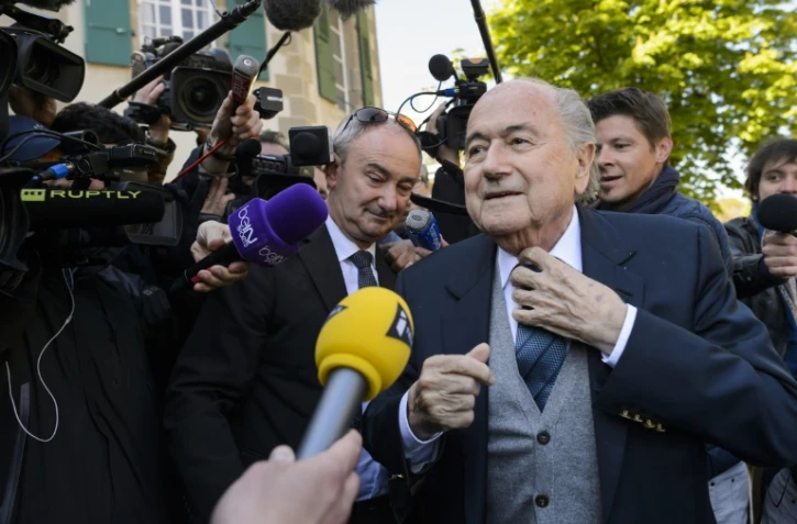 L'ancien président de la Fifa Joseph Blatter à son arrivée au TAS à Lausanne, le 29 avril 2016 