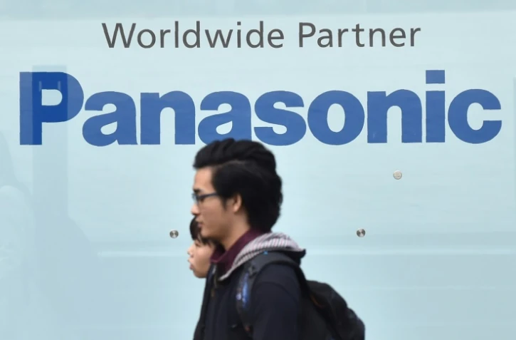 Logo du groupe japonais d'électronique et d'électroménager Panasonic, le 1er novembre 2016 à Tokyo