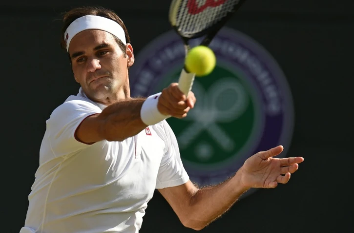 Le Suisse Roger Federer face au Sud-Africain Kevin Anderson en quarts de finale de Wimbledon, le 11 juillet 2018