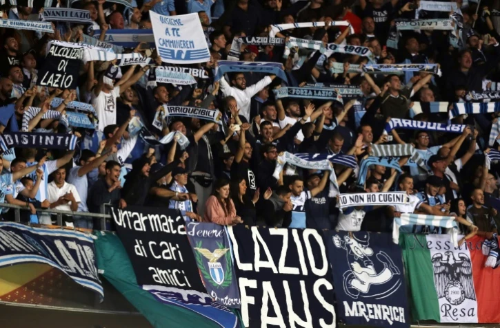 Des supporteurs de la Lazio, lors du match contre Nice, le 19 octobre 2017 à Nice